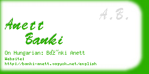 anett banki business card